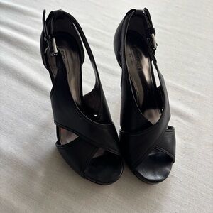 Coach Adelle Criss-Cross Black Calf Pump Sandals Q1521 6.5 | Classic